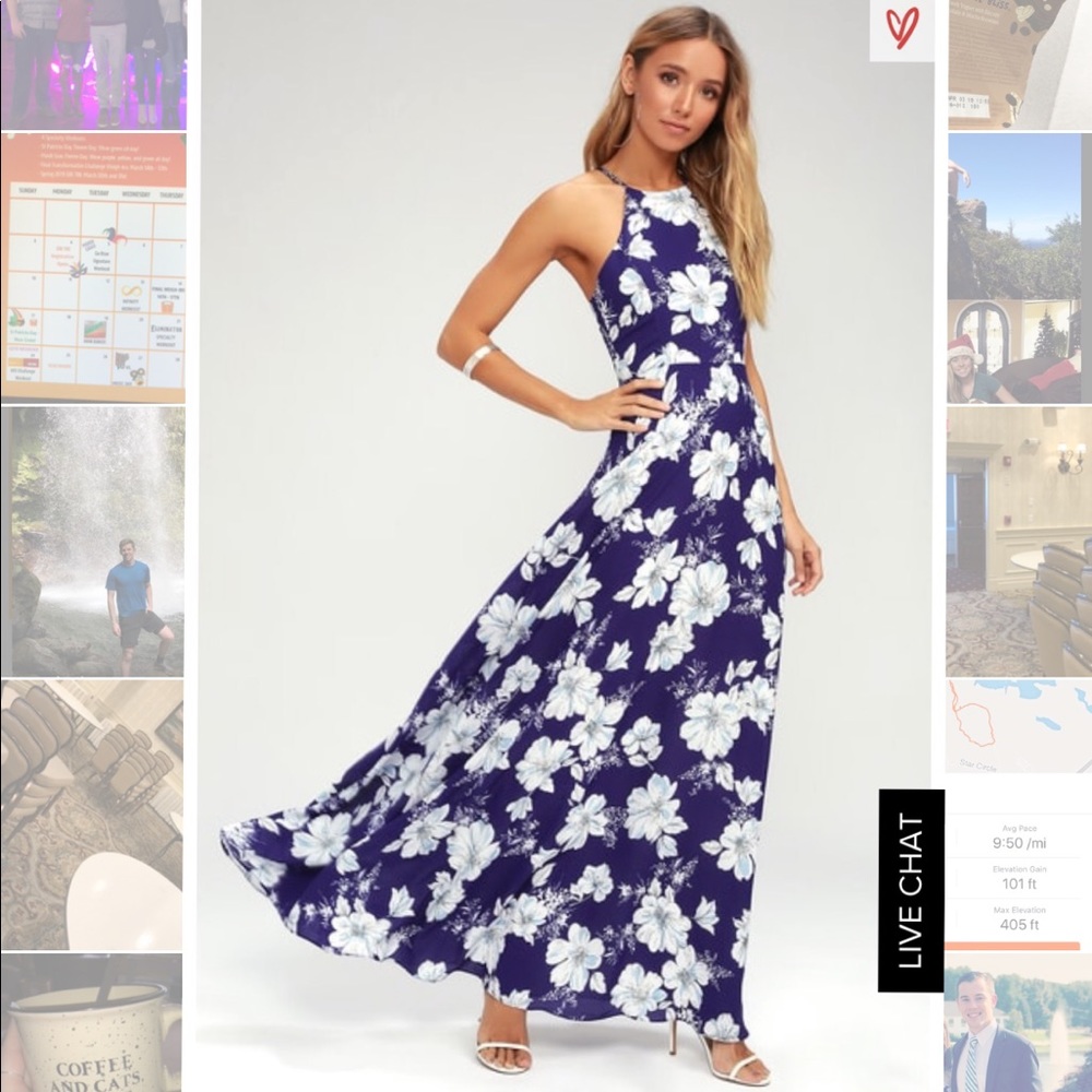 Lulus purple floor length floral dress